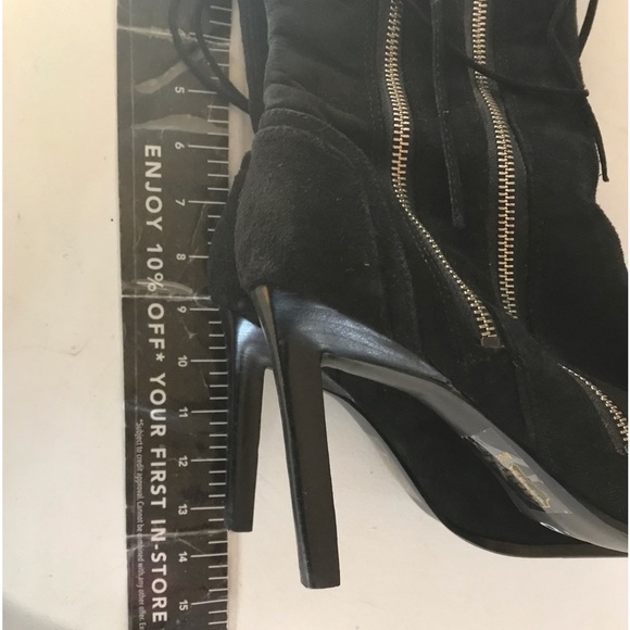 Classified size 10 black boots faux Suede  heeled double zip NWOT - Picture 10 of 13